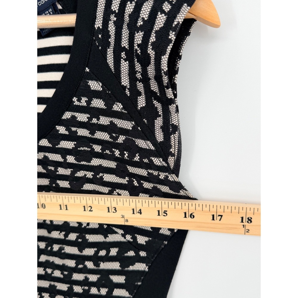 French‎ Connection Womens Black White Textured Knit Sheath Dress Size 6 Zip Back - Picture 6 of 8